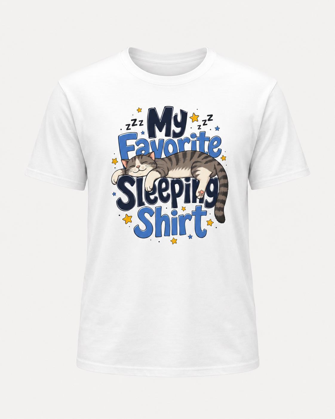 My Favorite Sleeping Shirt Katzen T-Shirt | Lustiges Schlafshirt mit schlafender Katze | Cozy Cat Shirt Geschenk für Katzenfans