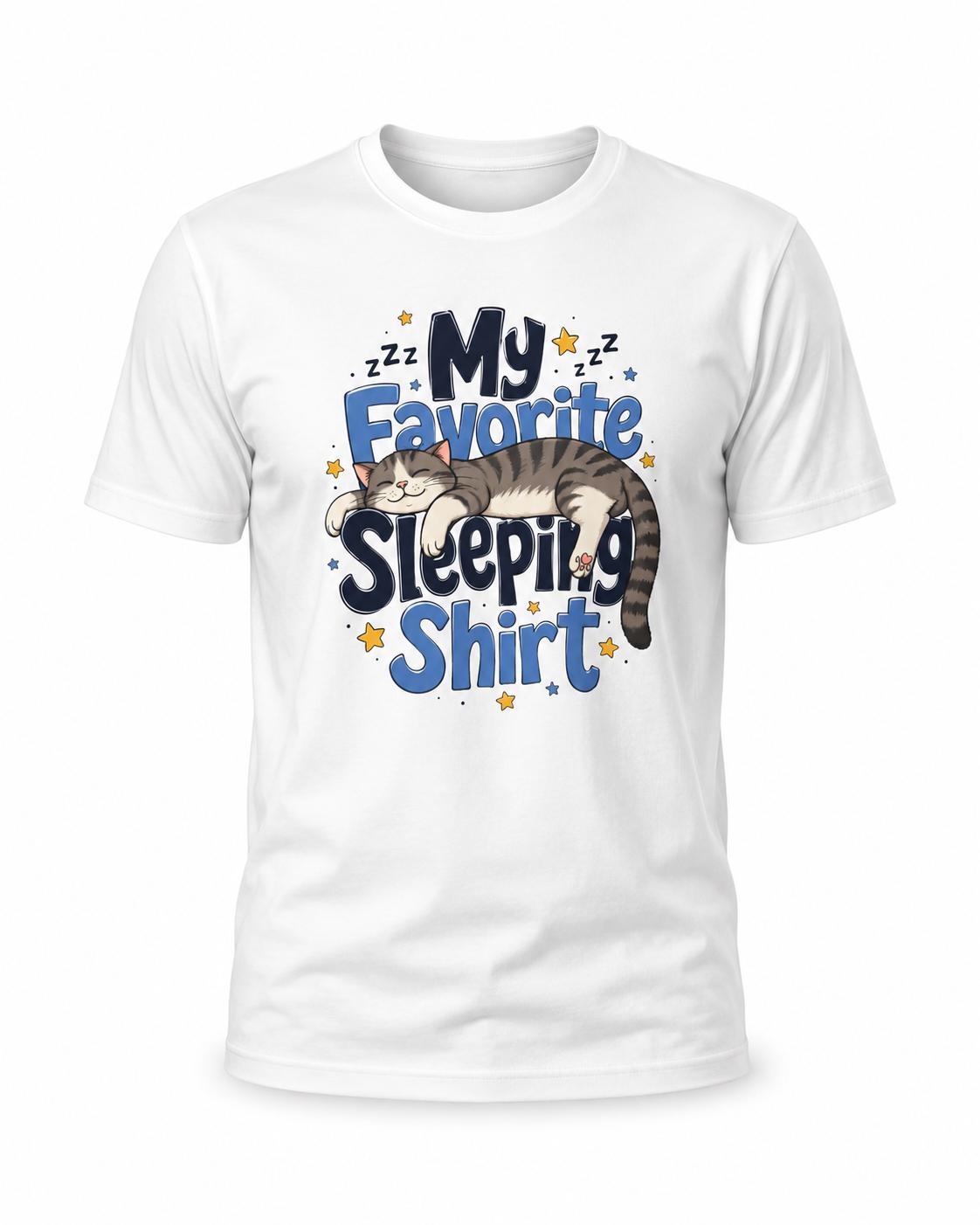 My Favorite Sleeping Shirt Katzen T-Shirt | Lustiges Schlafshirt mit schlafender Katze | Cozy Cat Shirt Geschenk für Katzenfans