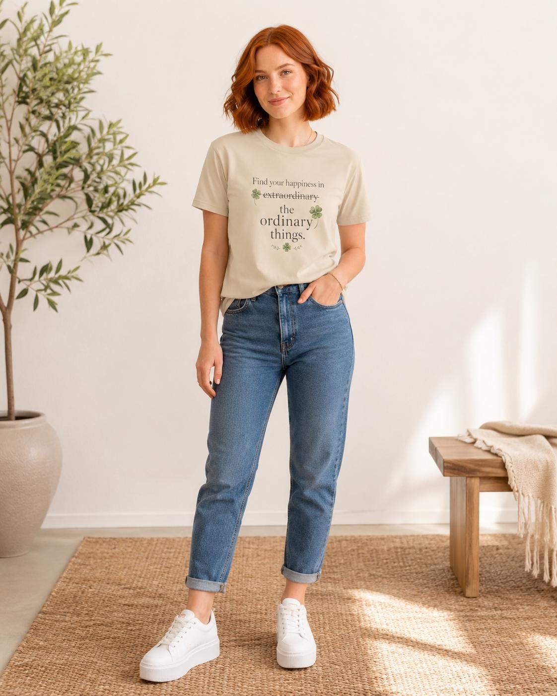 Find Your Happiness Shirt, Glücksbringer T-Shirt, Kleeblatt Shirt Damen Herren, Finde dein Glück