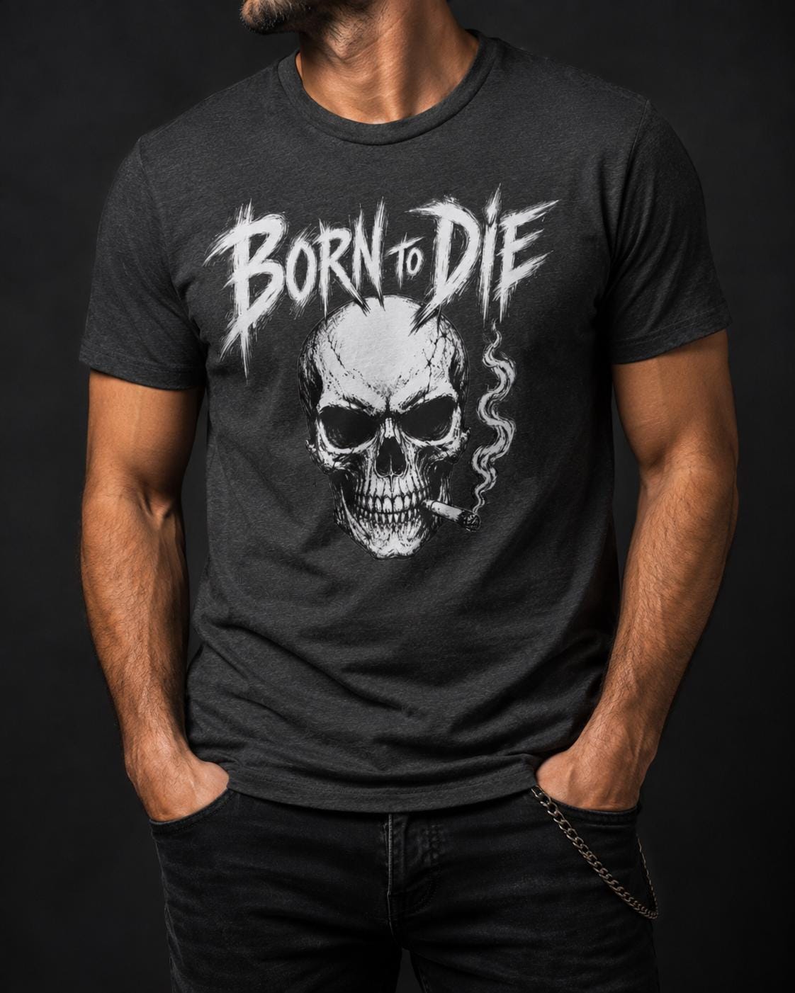 Born to Die Skull T-Shirt, Gothic Rock Shirt, Biker Graphic Tee, Metalhead Shirt, Alternative Clothing, Dark Skull Tee, Rocker Gift