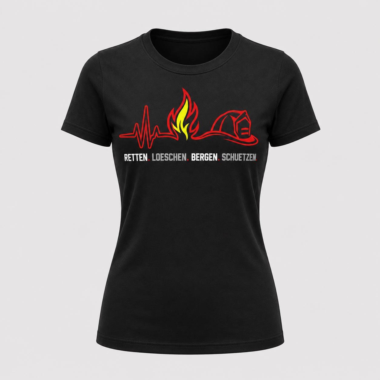 Feuerwehr T-Shirt - Retten Löschen Bergen Schützen Shirt für Feuerwehrmann, Feuerwehrfrau & freiwillige Feuerwehr