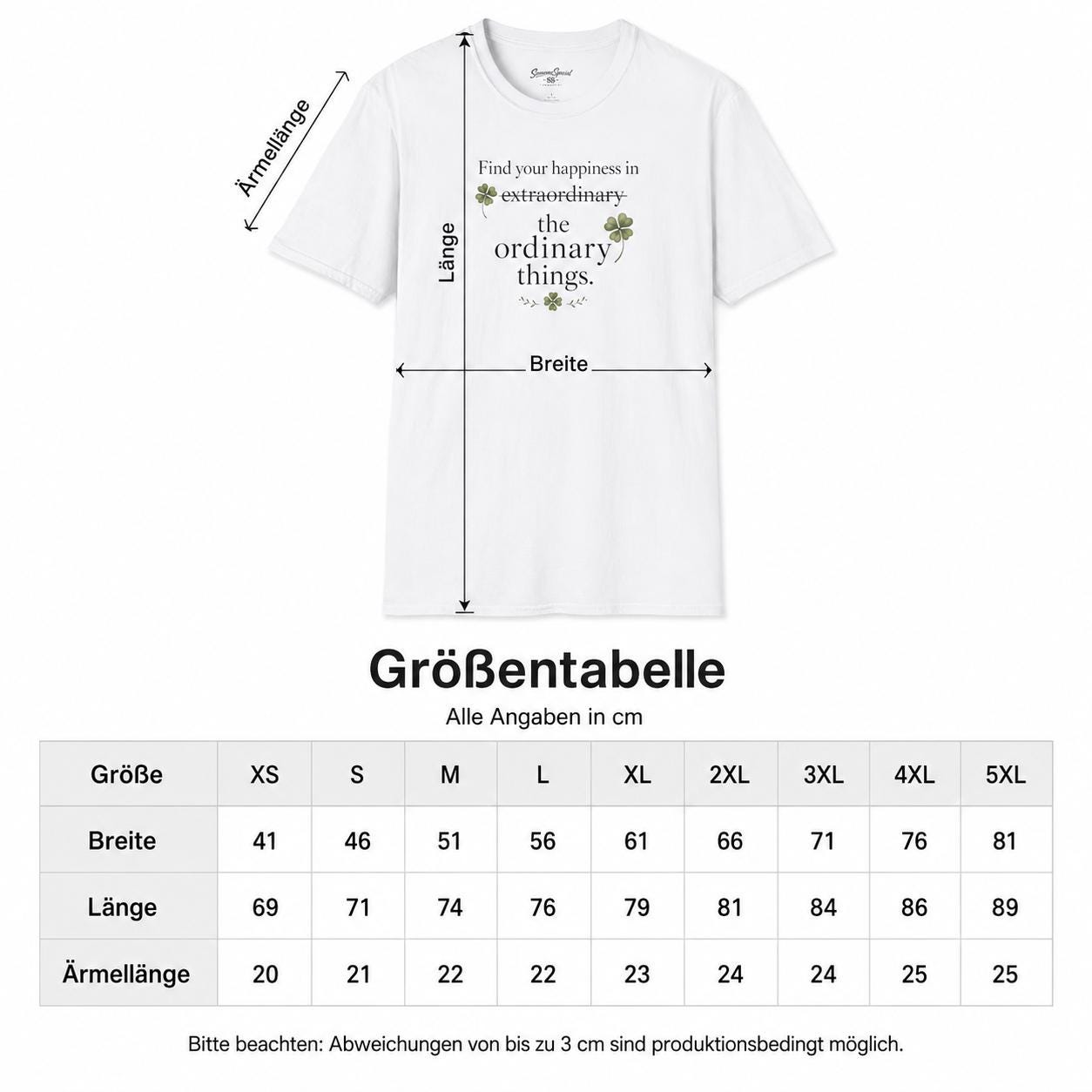 Find Your Happiness Shirt, Glücksbringer T-Shirt, Kleeblatt Shirt Damen Herren, Finde dein Glück