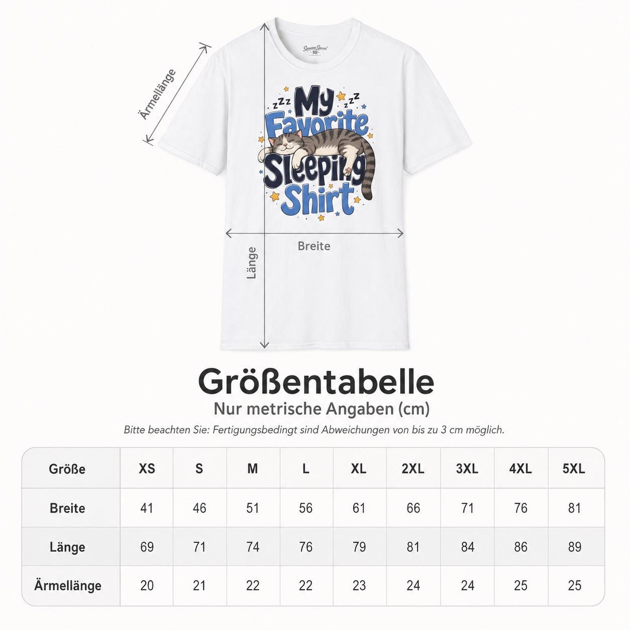 My Favorite Sleeping Shirt Katzen T-Shirt | Lustiges Schlafshirt mit schlafender Katze | Cozy Cat Shirt Geschenk für Katzenfans