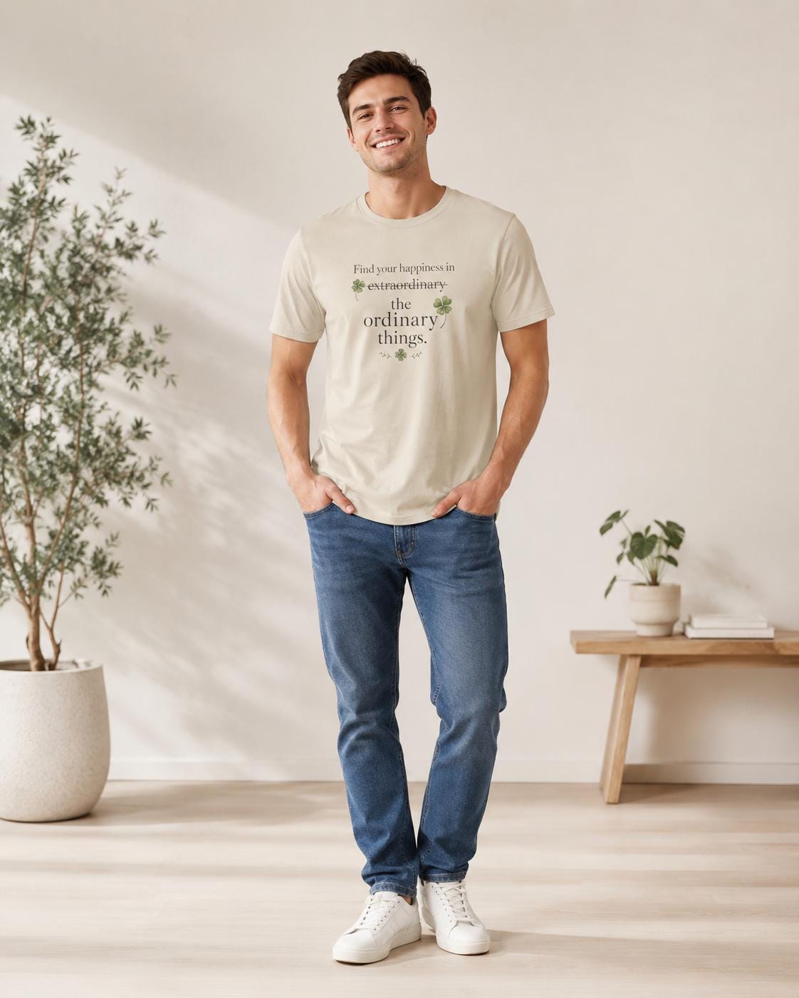 Find Your Happiness Shirt, Glücksbringer T-Shirt, Kleeblatt Shirt Damen Herren, Finde dein Glück
