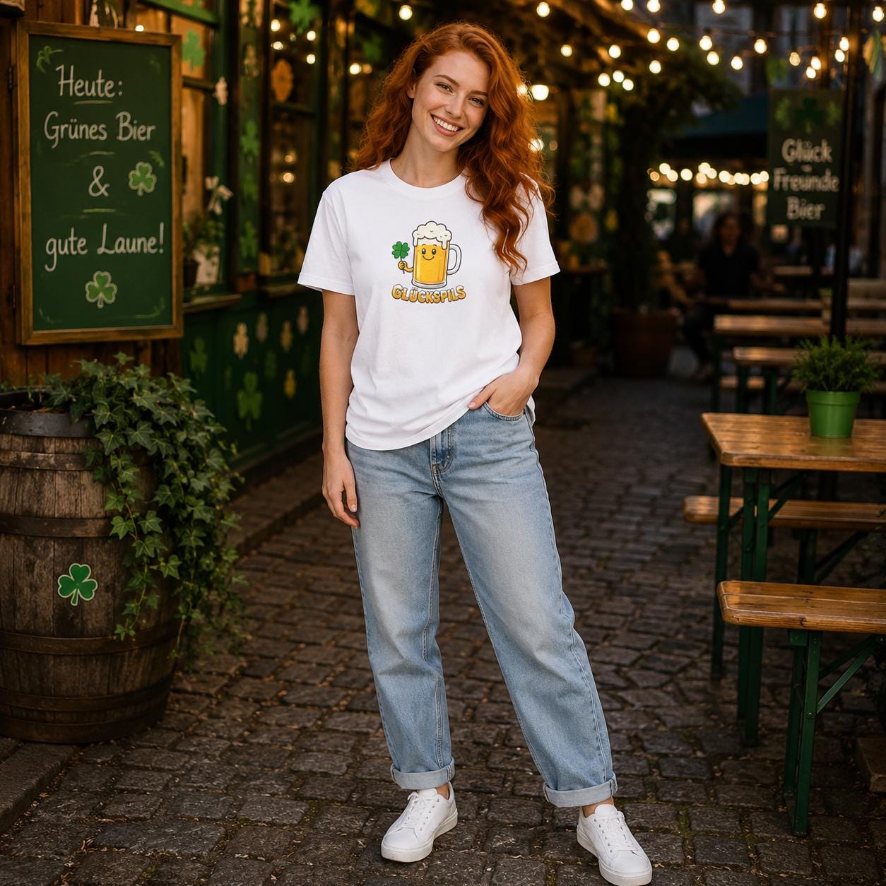 Glückspils Shirt - Lustiges Bier T-Shirt mit Kleeblatt für Bierfreunde, Pub Fans & Glückspilze