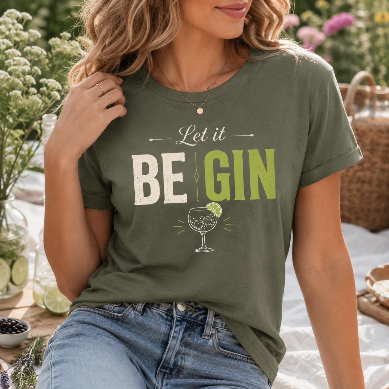 Let it BE GIN Shirt – lustiges Gin T-Shirt für Gin Liebhaber, Party, Barabend, Geschenk für Frauen & Männer
