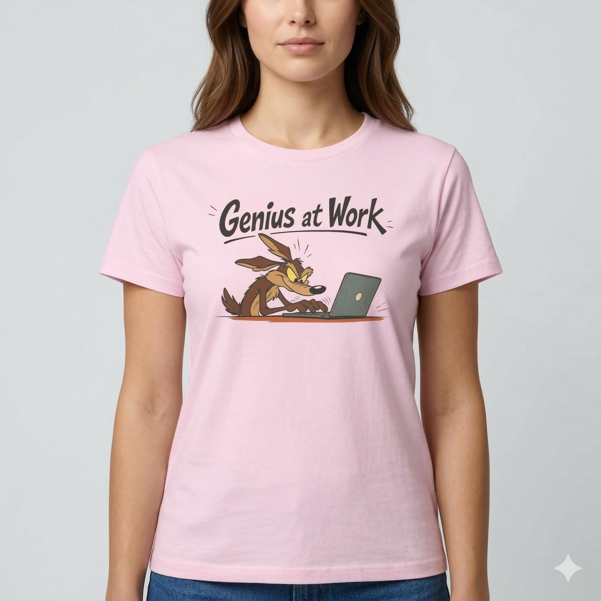 Programmierer T-Shirt, Wile E. Coyote, Genius at Work! Geschenk für Software Entwickler & Informatiker, IT Nerd Coding. Shirt Unisex