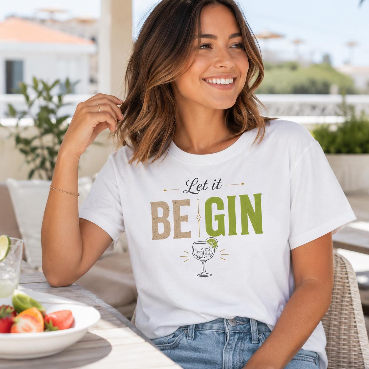 Let it BE GIN Shirt – lustiges Gin T-Shirt für Gin Liebhaber, Party, Barabend, Geschenk für Frauen & Männer