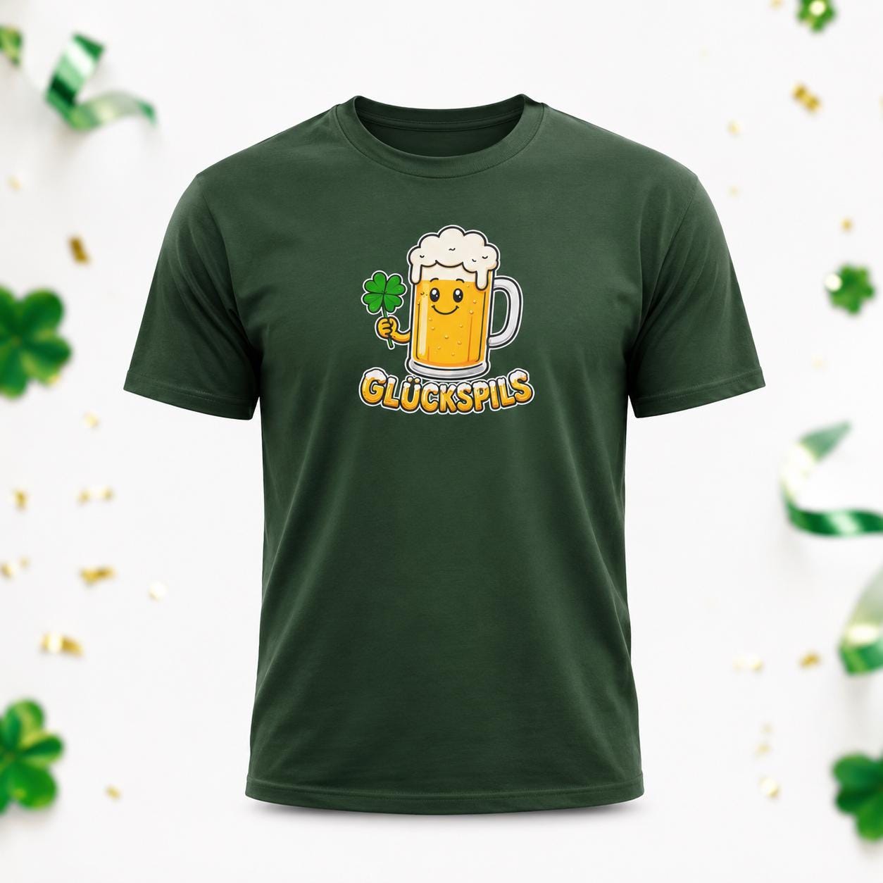 Glückspils Shirt - Lustiges Bier T-Shirt mit Kleeblatt für Bierfreunde, Pub Fans & Glückspilze