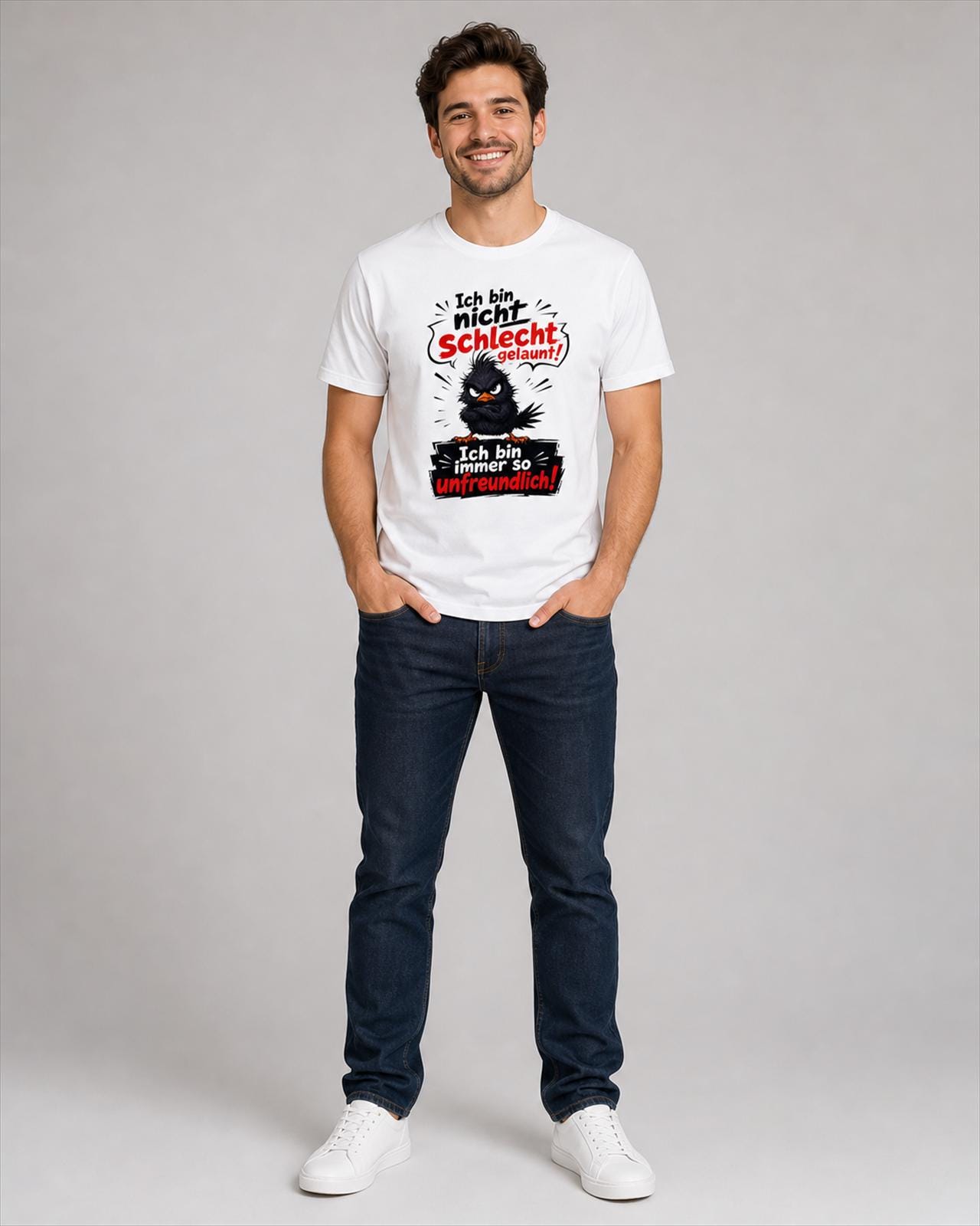 Ich bin nicht schlecht gelaunt, ich bin immer so unfreundlich, lustiges Spruch T-Shirt, Sarkasmus Shirt, freches Geschenk, Fun Shirt Unisex