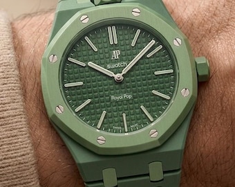 Cinturino per orologio Royal Pop Bracelet Ap Swatch Green Eight do Hand Artisanal