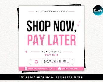 Shop Now Pay Later Flyer, Diy Buy Now Pay Later Flyer, Editable Canva Template