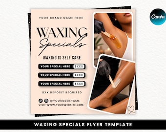 Waxing Specials Flyer, Editable Esthetician Canva Template
