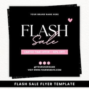 Volantino per vendite flash, fai da te, sito web di vendita, boutique, Instagram, bellezza, capelli, unghie, trecce, ciglia, moda, saldi, social media, modello Canva modificabile