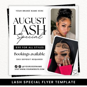 August Lash Special Flyer, August Lash Extension Sale Flyer, Lash Esthetician Flyer, Lash Booking Flyer, Lash Deals Flyer, Canva Editable