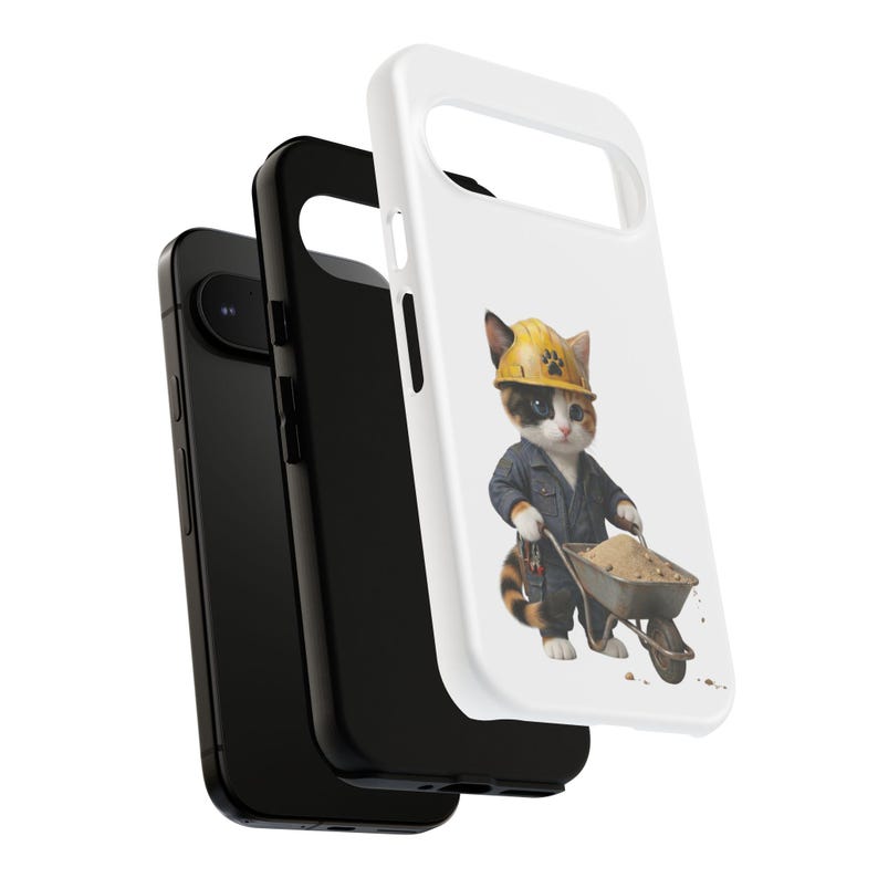 Construction Worker Cat Wheelbarrow Cute Builder Cat Sticker Kawaii Working Cat Phone Case Funny Construction Kitty Gift image 19