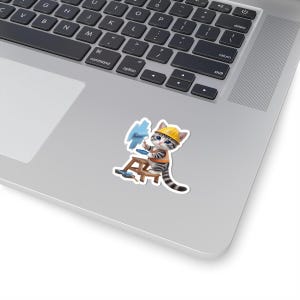 Painter Cat Sticker Cute Construction Worker Cat Kawaii Builder Kitty Funny Cat Lover Gift Japan Aesthetic image 11