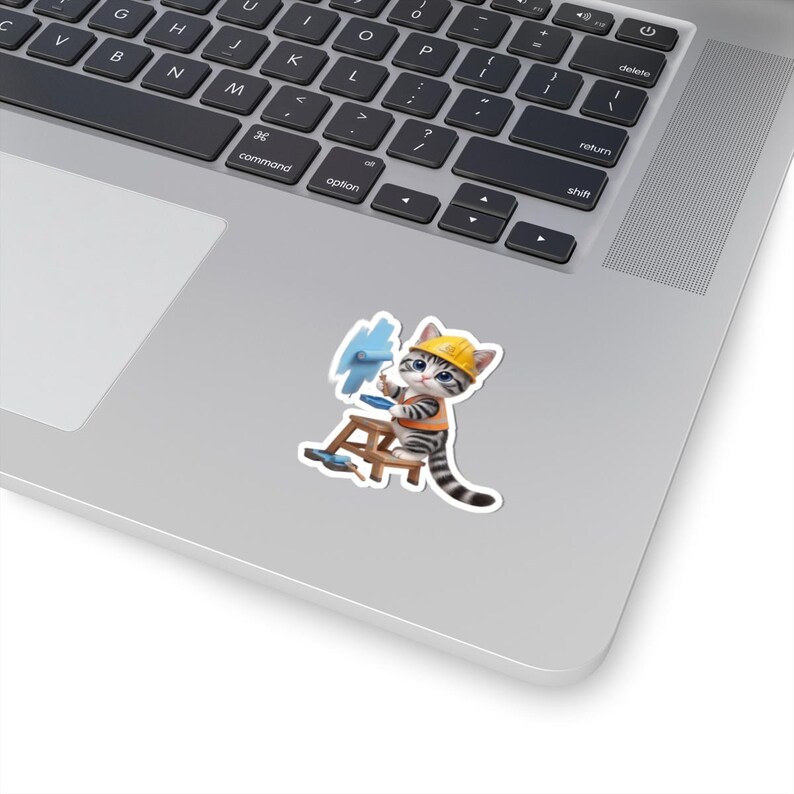 Painter Cat Sticker Cute Construction Worker Cat Kawaii Builder Kitty Funny Cat Lover Gift Japan Aesthetic image 11