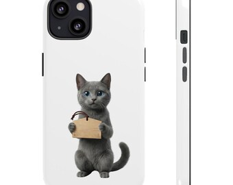 Ema Prayer Gray Cat Sticker or Phone Case, Japanese Shrine Wish Cat, Kawaii Lucky Cat Art