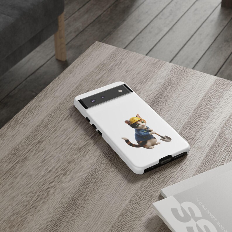 Construction Worker Cat Sticker, Kawaii Builder Cat Phone Case, Cute Working Cat Japan Style, Cat Lover Gift, Funny Hard Hat Cat image 16
