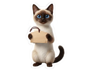 Ema Prayer Siamese Cat Sticker or Phone Case, Japanese Shrine Wish Cat, Kawaii Blue-Eyed Cat Art