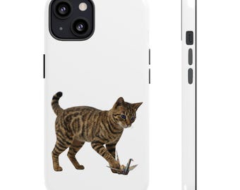 Japanese Origami Cat Sticker or Phone Case Kawaii Tabby Cat Playing with Origami Crane Cute Japanese Cat Art Japan Aesthetic Cat Lover Gift