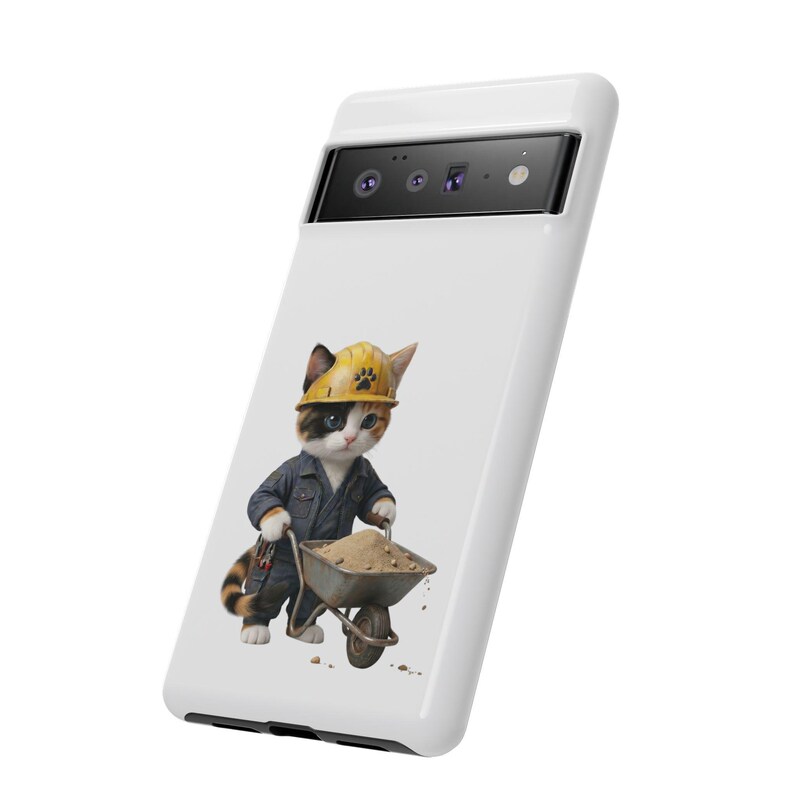 Construction Worker Cat Wheelbarrow Cute Builder Cat Sticker Kawaii Working Cat Phone Case Funny Construction Kitty Gift image 9