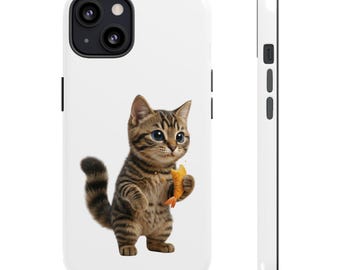 Japanese Tempura Cat Sticker or Phone Case Kawaii Tabby Cat Eating Tempura Cute Japanese Cat Art Japan Aesthetic Cat Lover Gift