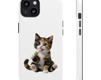 Japanese Dango Cat Sticker or Phone Case Kawaii Calico Cat Eating Hanami Dango Cute Japanese Cat Art Japan Aesthetic Cat Lover Gift