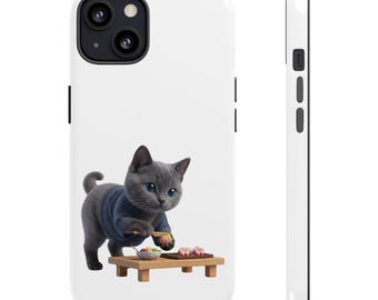 Japanese Wagashi Cat Sticker or Phone Case Kawaii Gray Cat Wagashi Artisan Cute Japanese Cat Art Japan Aesthetic Cat Lover Gift