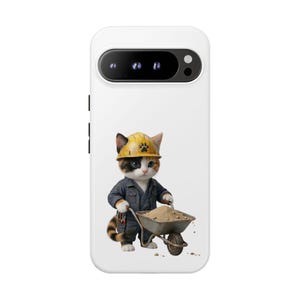 Construction Worker Cat Wheelbarrow Cute Builder Cat Sticker Kawaii Working Cat Phone Case Funny Construction Kitty Gift image 20