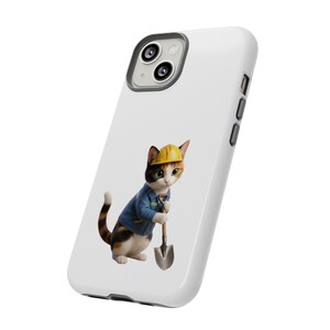 Construction Worker Cat Sticker, Kawaii Builder Cat Phone Case, Cute Working Cat Japan Style, Cat Lover Gift, Funny Hard Hat Cat image 18