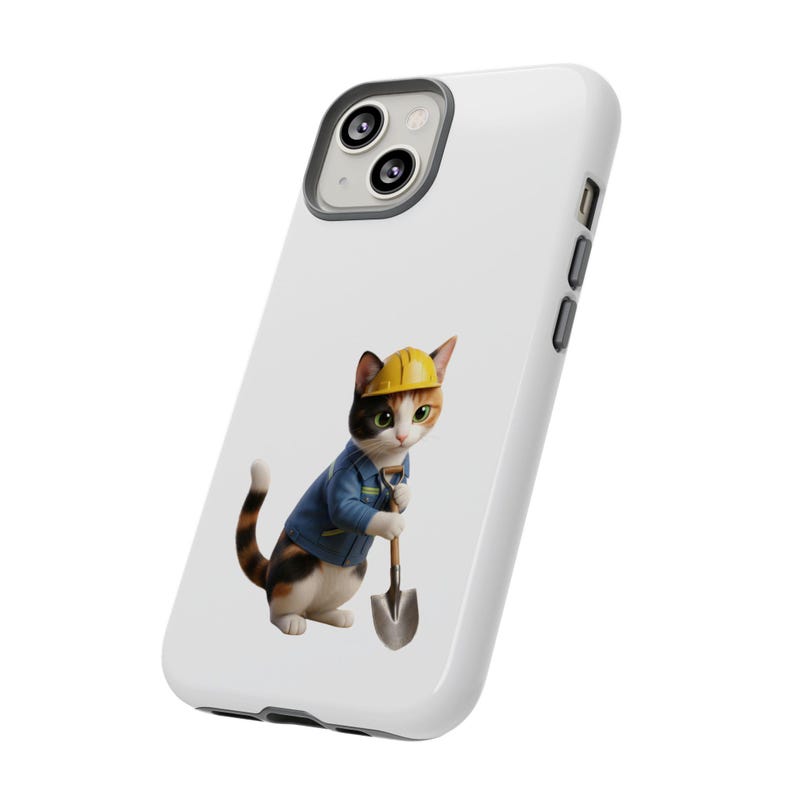 Construction Worker Cat Sticker, Kawaii Builder Cat Phone Case, Cute Working Cat Japan Style, Cat Lover Gift, Funny Hard Hat Cat image 18