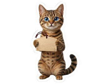 Ema Prayer Tabby Cat Sticker or Phone Case, Japanese Shrine Wish Cat, Kawaii Lucky Cat Art