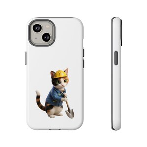 Construction Worker Cat Sticker, Kawaii Builder Cat Phone Case, Cute Working Cat Japan Style, Cat Lover Gift, Funny Hard Hat Cat image 17