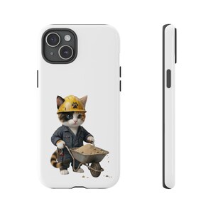 Construction Worker Cat Wheelbarrow Cute Builder Cat Sticker Kawaii Working Cat Phone Case Funny Construction Kitty Gift image 11