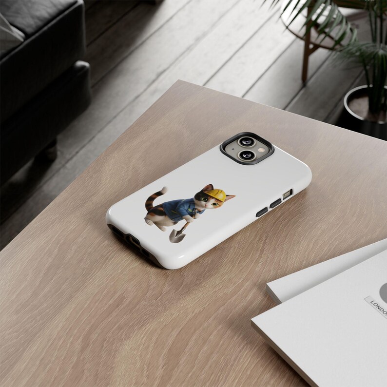 Construction Worker Cat Sticker, Kawaii Builder Cat Phone Case, Cute Working Cat Japan Style, Cat Lover Gift, Funny Hard Hat Cat image 20