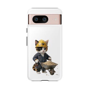 Construction Worker Cat Wheelbarrow Cute Builder Cat Sticker Kawaii Working Cat Phone Case Funny Construction Kitty Gift image 14