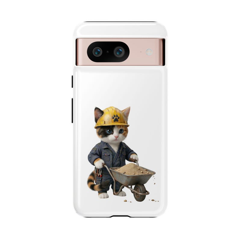 Construction Worker Cat Wheelbarrow Cute Builder Cat Sticker Kawaii Working Cat Phone Case Funny Construction Kitty Gift image 14