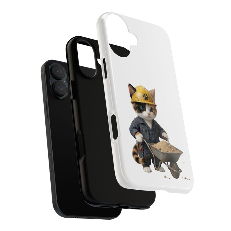 Construction Worker Cat Wheelbarrow Cute Builder Cat Sticker Kawaii Working Cat Phone Case Funny Construction Kitty Gift image 16