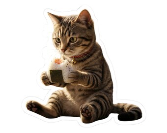 Onigiri Cat Sticker, Kawaii Sushi Rice Ball Cat Phone Case, Cute Japanese Food Cat, Japan Aesthetic Cat Lover Gift, Adorable Snack Cat