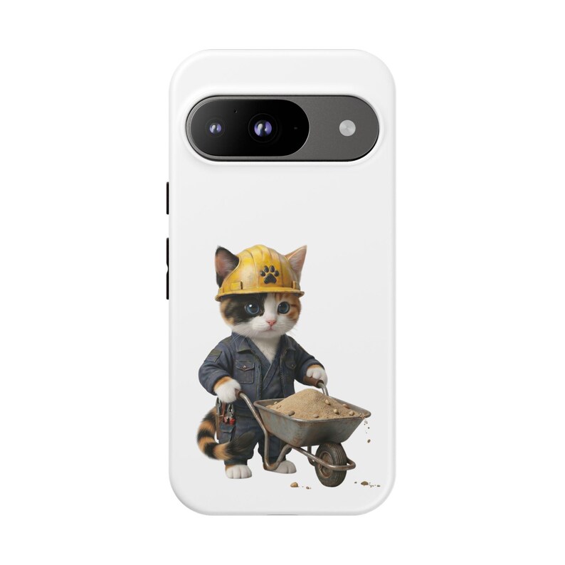 Construction Worker Cat Wheelbarrow Cute Builder Cat Sticker Kawaii Working Cat Phone Case Funny Construction Kitty Gift image 18