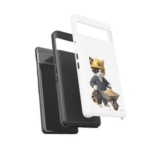 Construction Worker Cat Wheelbarrow Cute Builder Cat Sticker Kawaii Working Cat Phone Case Funny Construction Kitty Gift image 8