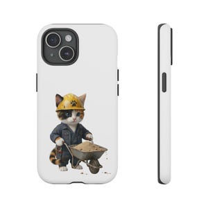 Construction Worker Cat Wheelbarrow Cute Builder Cat Sticker Kawaii Working Cat Phone Case Funny Construction Kitty Gift image 10