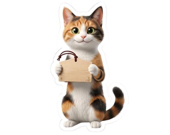 Ema Prayer Cat Sticker or Phone Case, Japanese Shrine Cat Holding Wooden Ema, Kawaii Lucky Cat Art