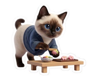 Japanese Wagashi Cat Sticker or Phone Case Kawaii Siamese Wagashi Artisan Cat Cute Japanese Cat Art Japan Aesthetic Cat Lover Gift