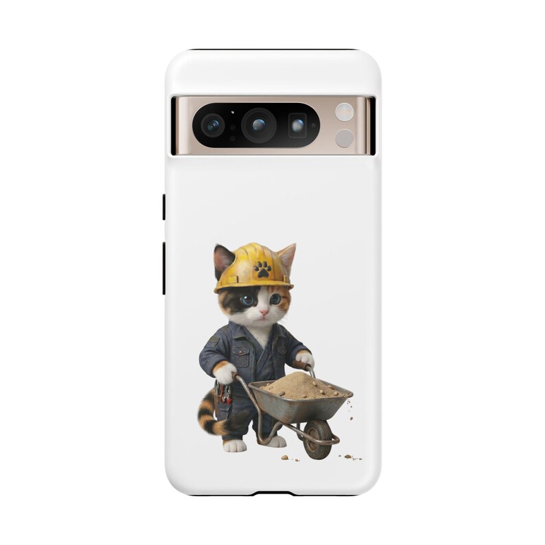 Construction Worker Cat Wheelbarrow Cute Builder Cat Sticker Kawaii Working Cat Phone Case Funny Construction Kitty Gift image 13