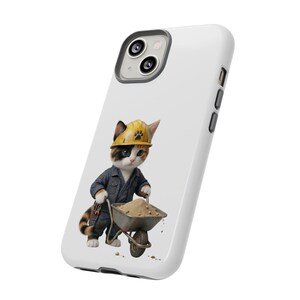 Construction Worker Cat Wheelbarrow Cute Builder Cat Sticker Kawaii Working Cat Phone Case Funny Construction Kitty Gift image 5