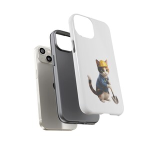 Construction Worker Cat Sticker, Kawaii Builder Cat Phone Case, Cute Working Cat Japan Style, Cat Lover Gift, Funny Hard Hat Cat image 19