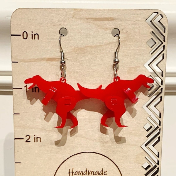 T-Rex 3D Earrings SVG File - Laser Cut File - Jewelry - Dinosaur - Acrylic - Tyrannosaurus Rex